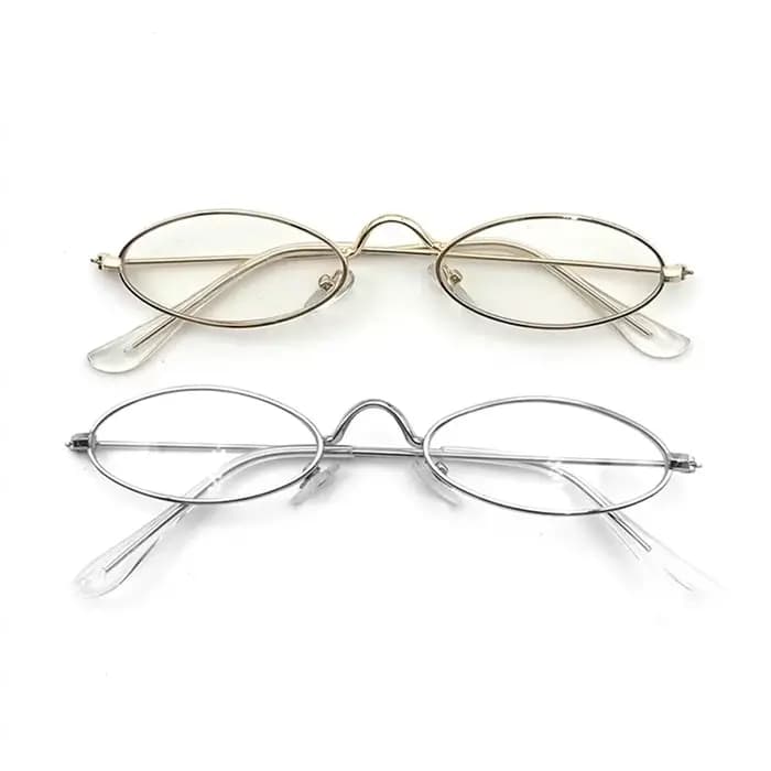 Y2K petites lunettes ovales en métal femmes filles Vintage