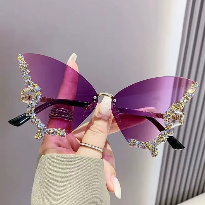Lunettes de soleil papillon diamant pour femmes