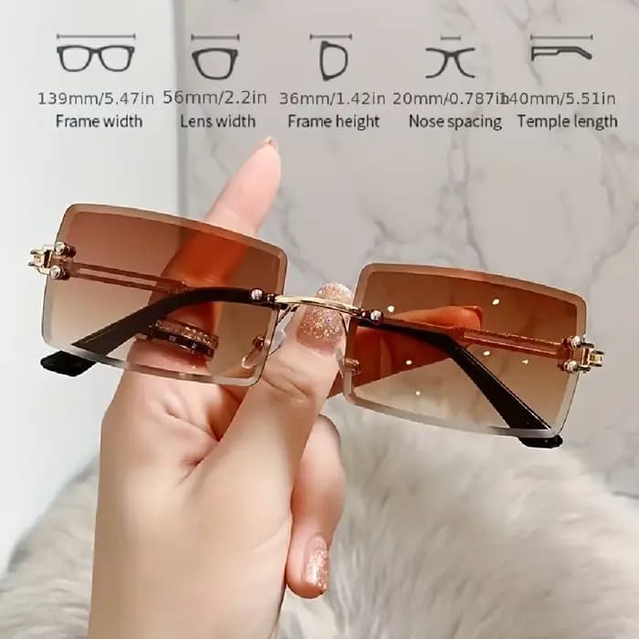 8 pièces mode lunettes de soleil sans monture femmes à la mode petit rectangle lunettes de soleil ét