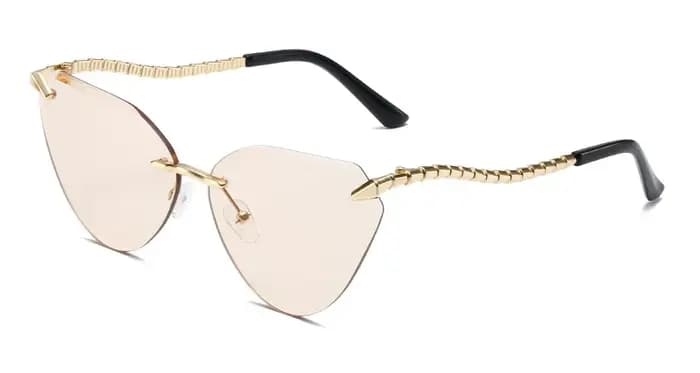 Diamant coupe Triangle or métal sans monture lunettes de soleil femmes hommes de luxe concepteur thé dégradé lentille