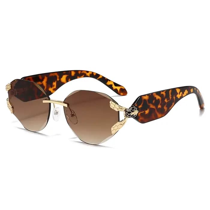 Lunettes de soleil sans monture 2026 avec décor tête de serpent pour femme