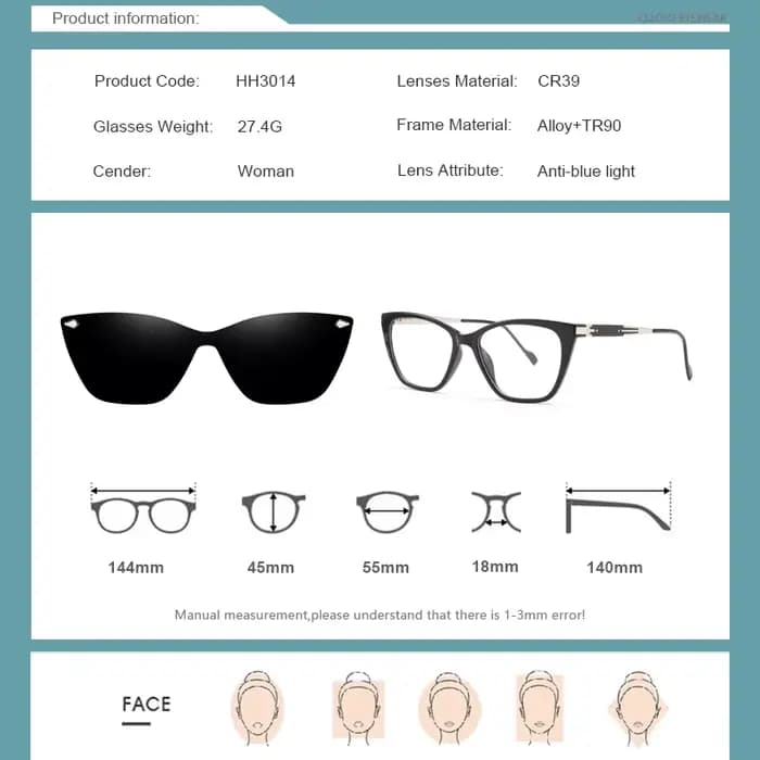 CLLOIO nouveau Style aimant pince sur lunettes de lecture femmes oeil de chat myopie lunettes de Pre