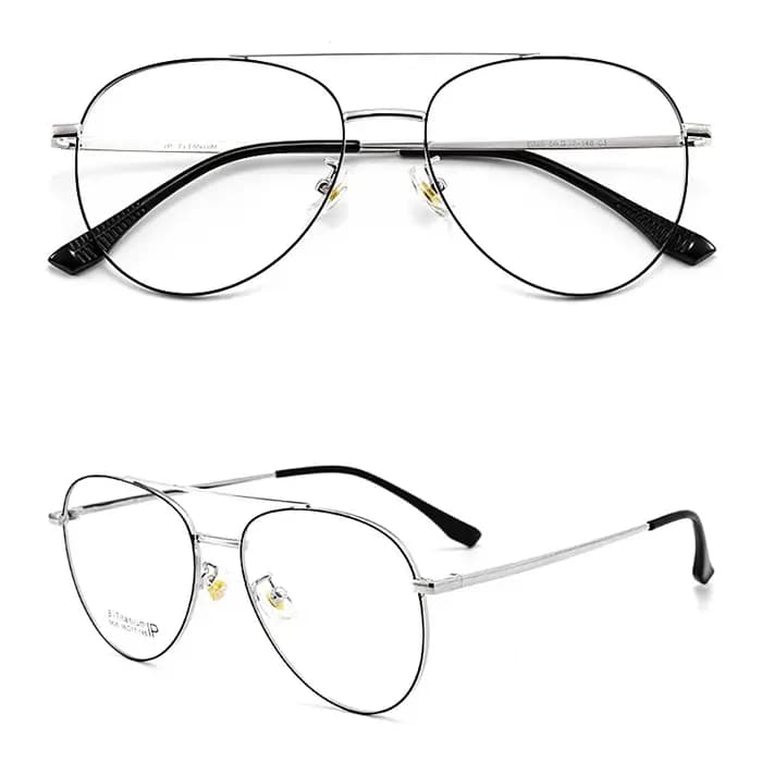 YIMARUILI Double faisceau pilote lunettes cadre rétro pur titane grand