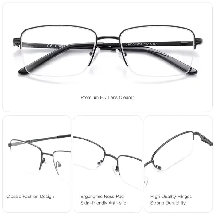 ZENOTTIC lunettes de Prescription demi-sans monture hommes Anti lumière bleue lunettes optiques phot