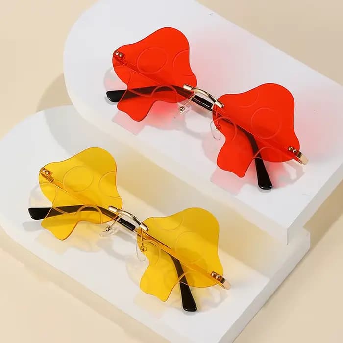 Lunettes de soleil sans monture en forme de champignon