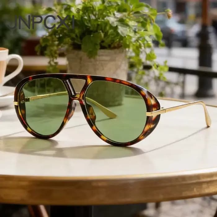 JNPCXI Lunettes de soleil oversize pilote à double pont