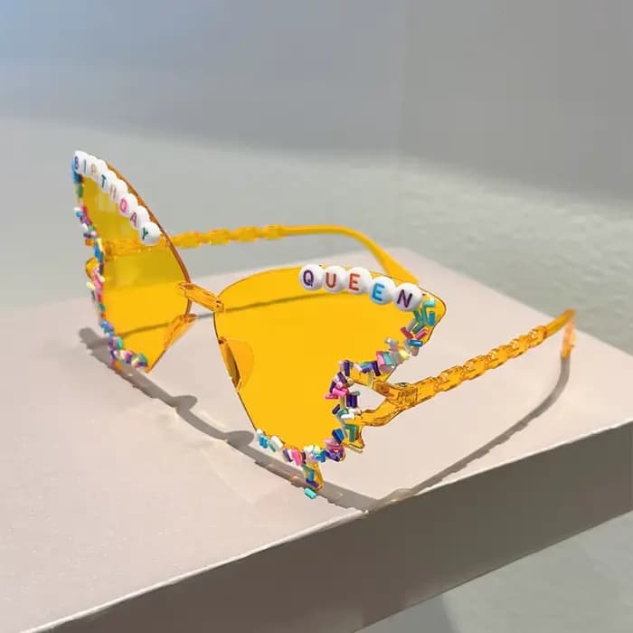 KAMMPT lunettes de soleil en forme de papillon avec arrose femmes mode cadeau d'anniversaire décor n