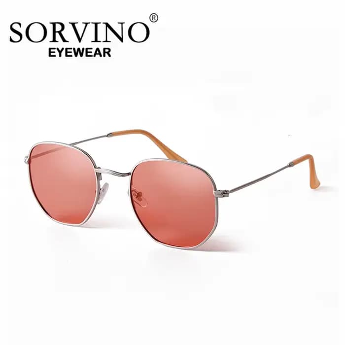 SORVINO lunettes de soleil rétro porcelées femmes Urltra-léger rouge UV400 nuances hexagone Vinatge