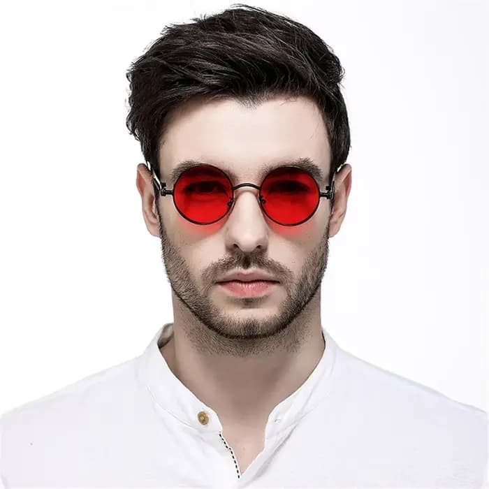 VIVIBEE Lunettes de soleil Steampunk rouges vintage pour hommes