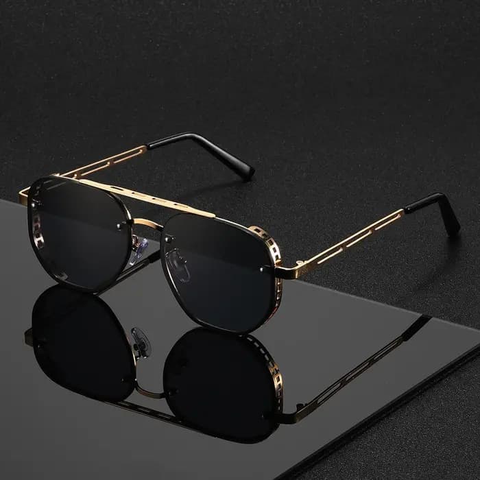 Lunettes de soleil classiques et tendance à double barre en métal