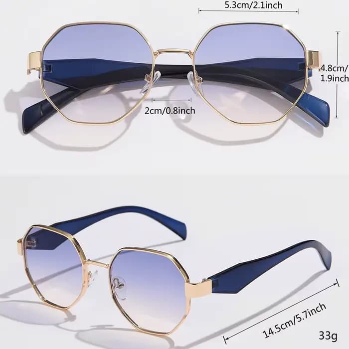 Lunettes de soleil en métal polygone pour femmes