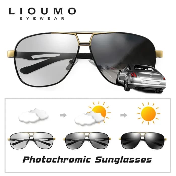 Top qualité carré rétro photochromique aluminium lunettes de soleil hommes polarisées conduite femme