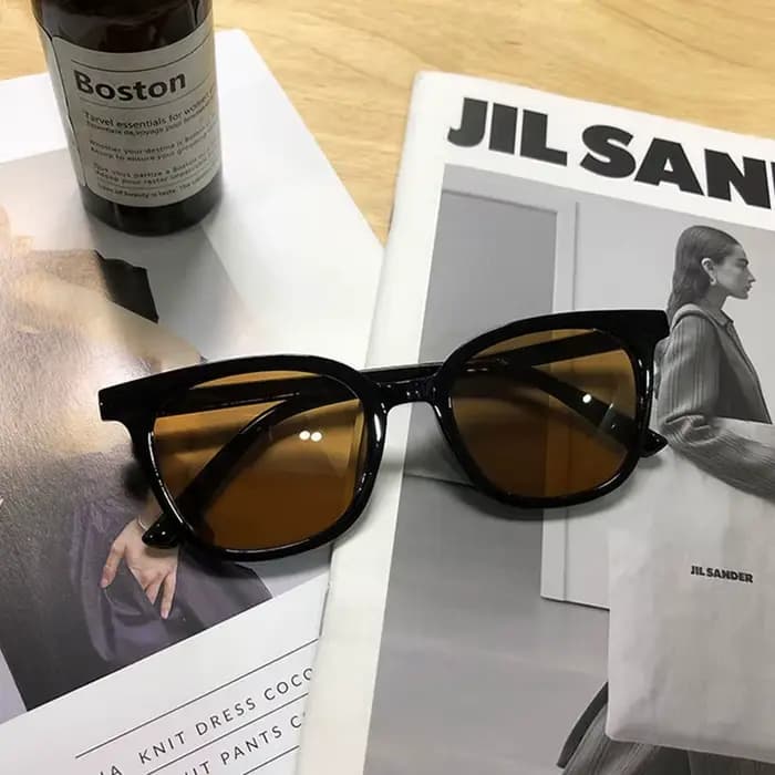 Lunettes de soleil rectangulaires vintage noires pour hommes et femmes, monture PC, verres carrés, p