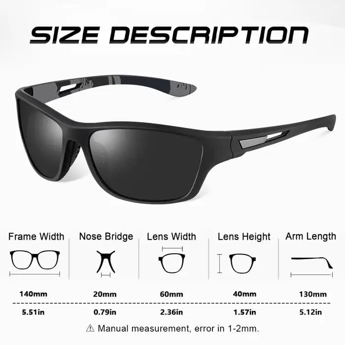Lunettes de soleil rectangulaires polarisées pour hommes