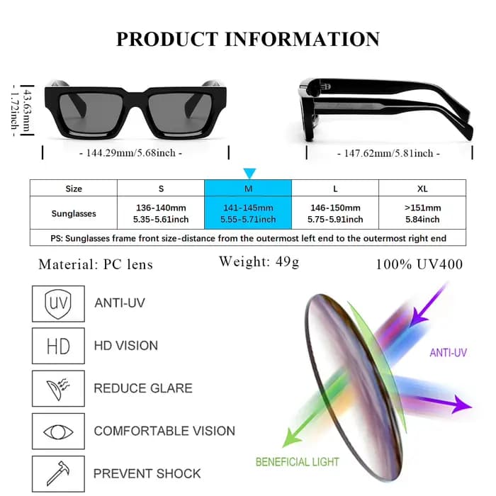 Lunettes de soleil carrées rétro de luxe Ruiao pour hommes
