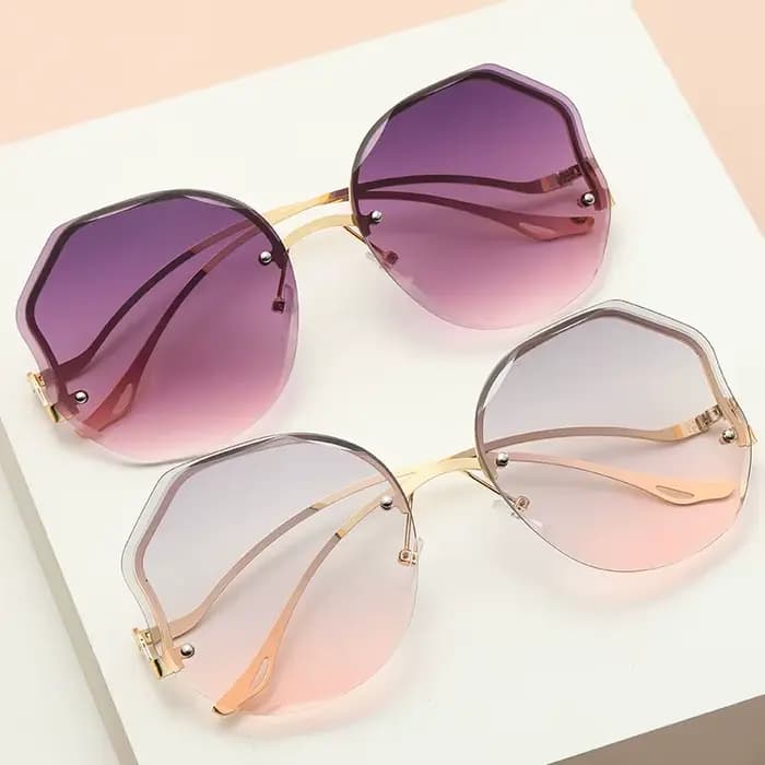 Lunettes de soleil à bords découpés sans cadre pour femmes