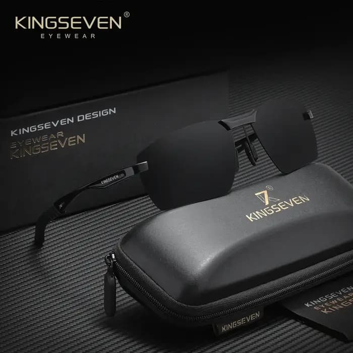 KINGSEVEN Lunettes de soleil polarisées sans monture en aluminium pour hommes