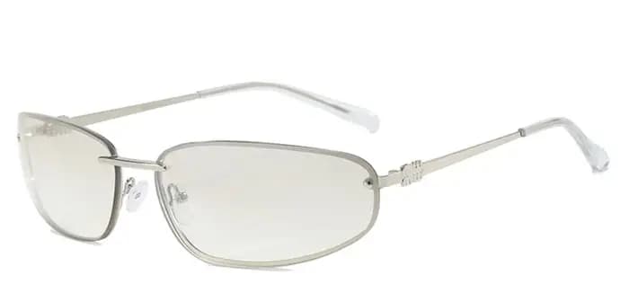 Lunettes de soleil ovales sans cadre Y2K de luxe