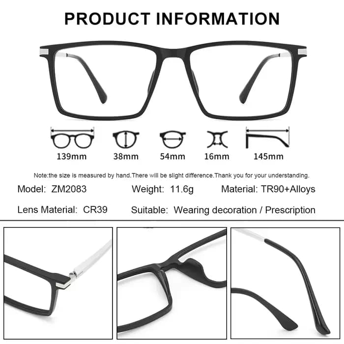 Lunettes de vue photochromiques légères à monture carrée SZTZX pour hommes