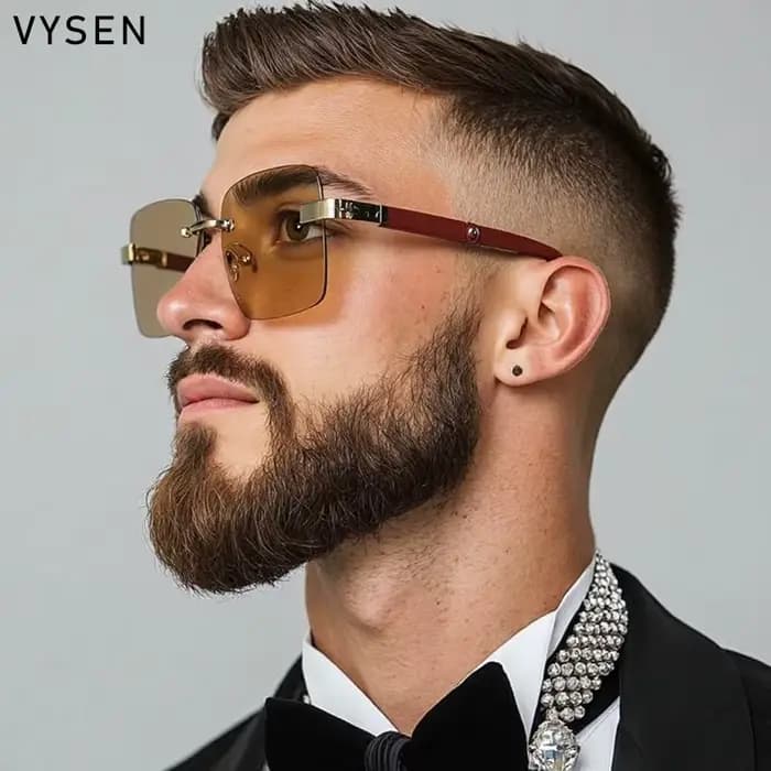 Lunettes de soleil Vintage carrées sans bords pour hommes