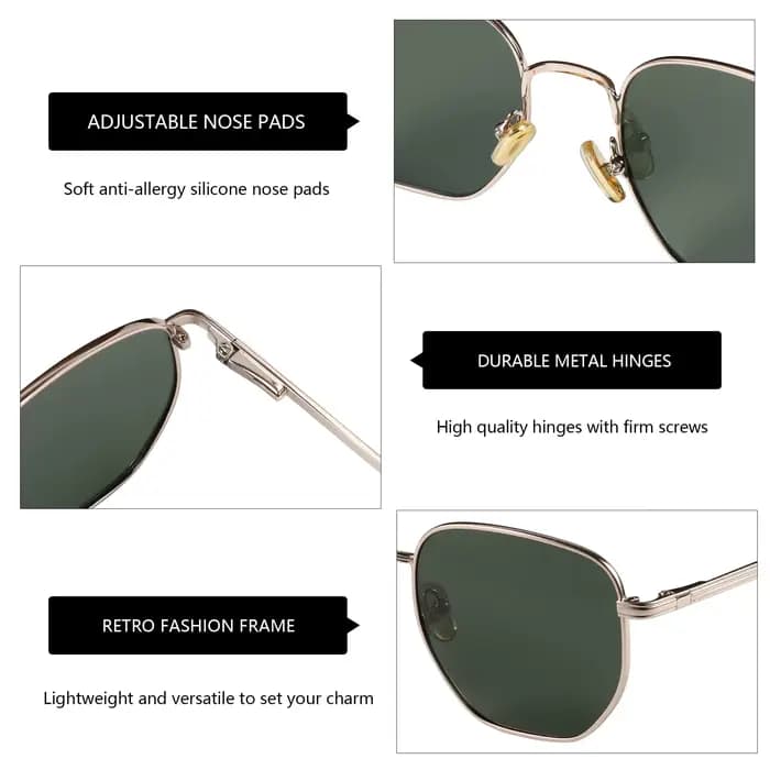 ZENOTTIC – lunettes de soleil polarisées hexagonales rétro pour hommes et femmes, monture métallique