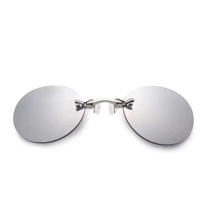 Lunettes de soleil rondes à Clip pour le nez, sans bords, Matrix Morpheus, Mini lunettes Vintage san