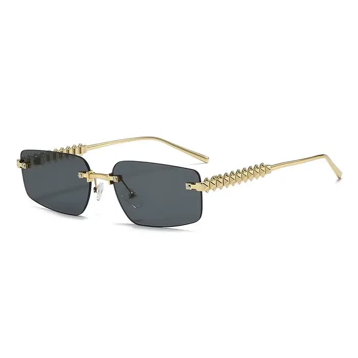 Lunettes de soleil vintage sans monture pour femmes et hommes, lunettes de soleil rectangulaires, lu