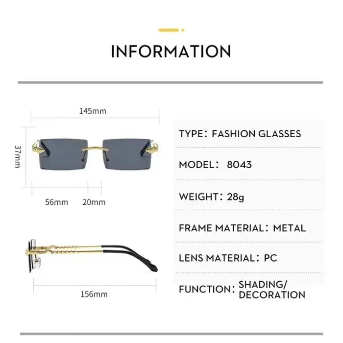 Lunettes de soleil carrées en métal pour hommes