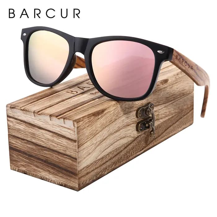 Lunettes de soleil polarisées en bois zèbre pour hommes