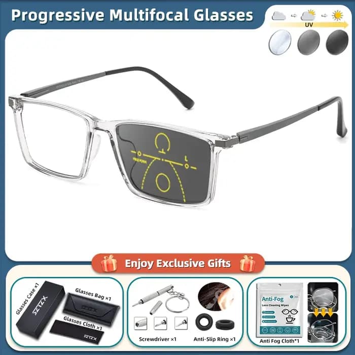 Lunettes de vue photochromiques légères à monture carrée SZTZX pour hommes
