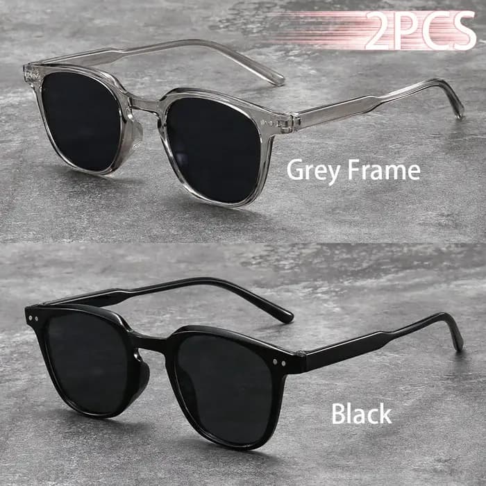 2 Paires de Lunettes de Soleil Unisexe Rondes et Tendance avec Verres Rose Dégradé