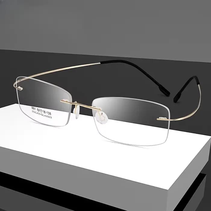 Lunettes carrées sans cadre en métal rétro classiques unisexes
