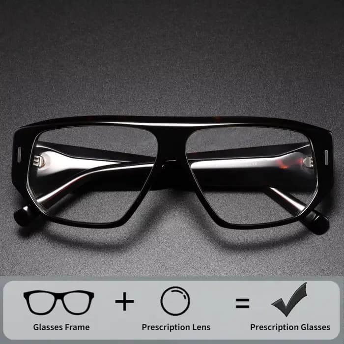 Lunettes de lecture épaisses et surdimensionnées en acétate pour hommes – Montures optiques tendance et élégantes – Verres de soleil personnalisables sur ordonnance