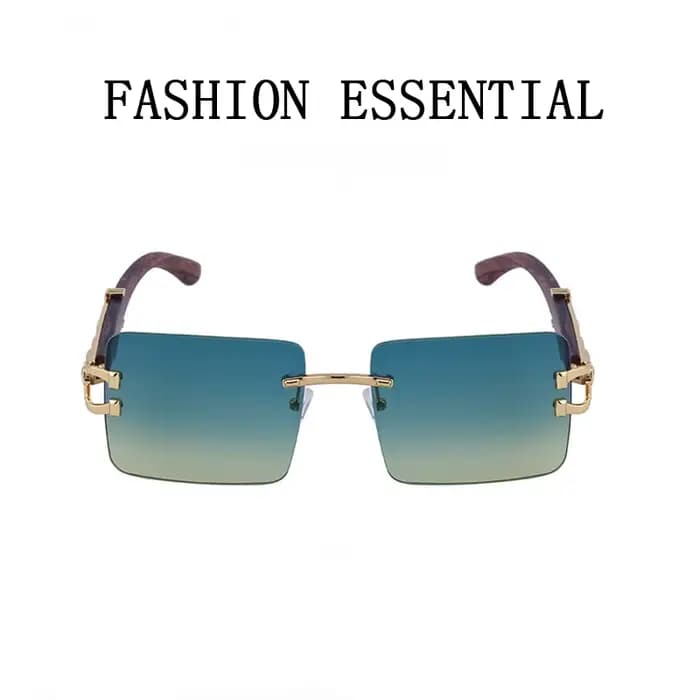 Lunettes De soleil carrées sans bords en bois pour hommes et femmes