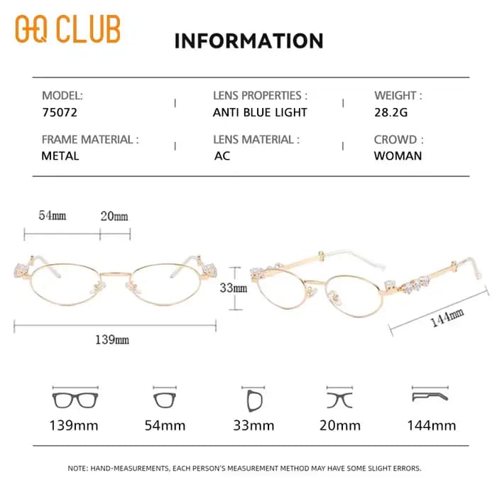 O-Q CLUB montures de lunettes Pour Femme Lunette