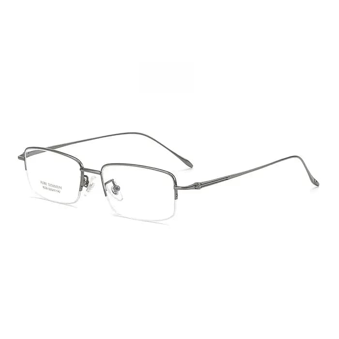 YIMARUILI Ultra-léger affaires luxe optique-lunetterie rétro carré pur titane Prescription demi-monture lunettes