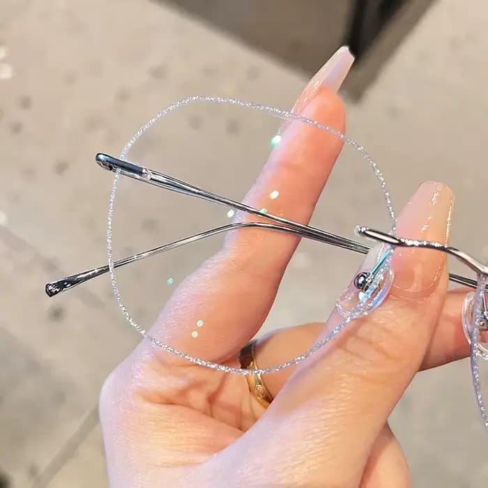 Lunettes Polygone Rétro Sans Monture en Titane Ultra Légères