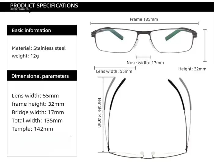 Style allemand mat rétro carré sans vis lunettes hommes monture de lunettes ultra-léger confort mince acier optique montures de lunettes
