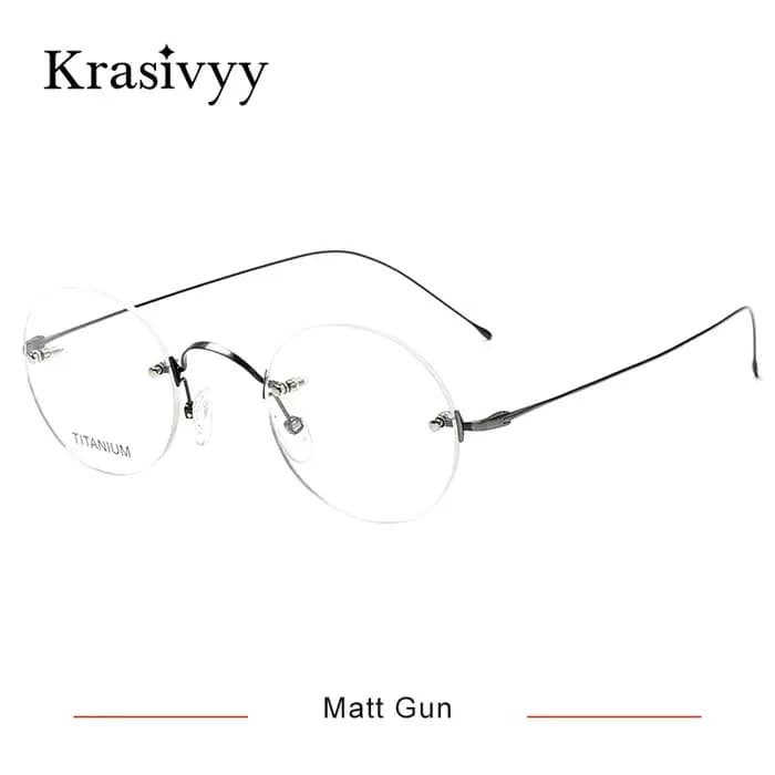 Krasivyy Vintage rond sans monture lunettes hommes titane optique myopie Prescription