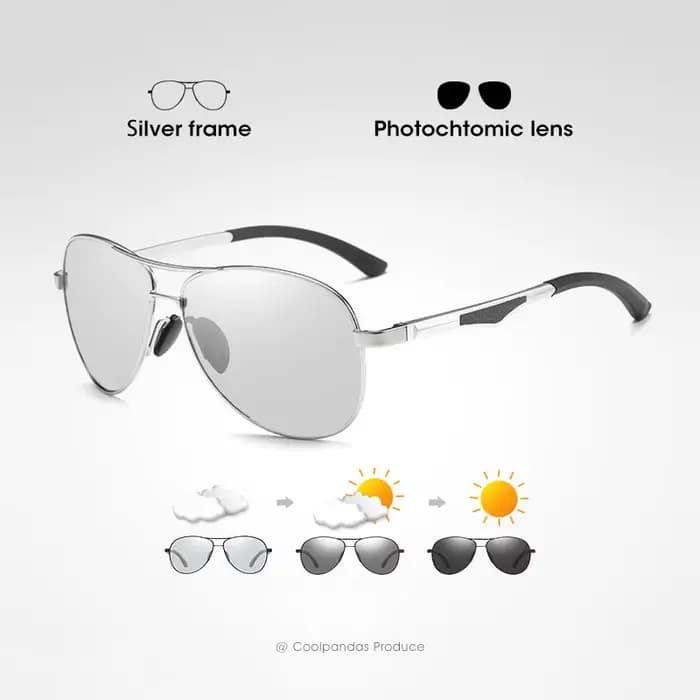 Lunettes de soleil photochromiques pilote de conception de marque classique hommes lunettes de solei