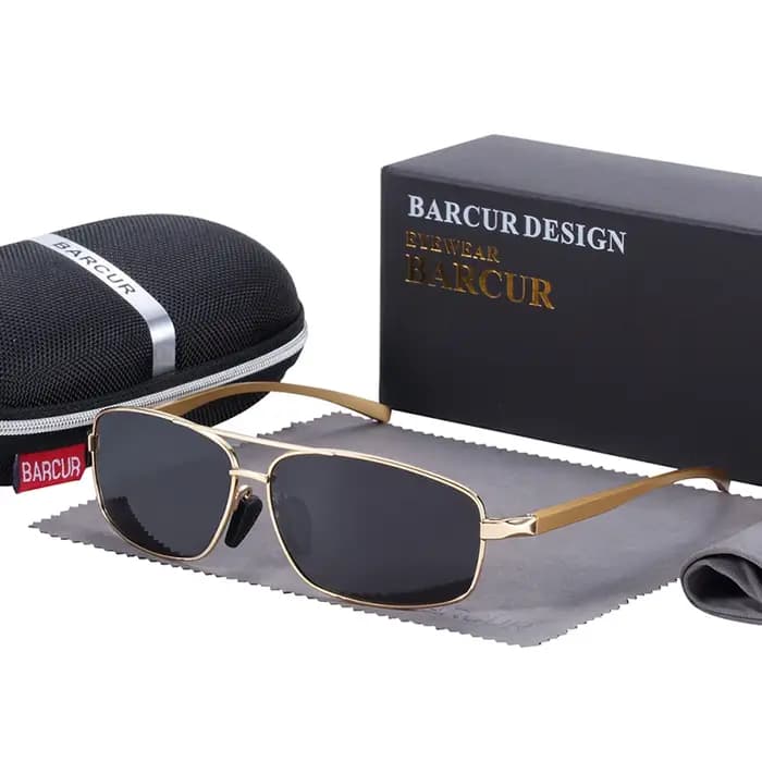 BARCUR aluminium magnésium carré lunettes de soleil hommes