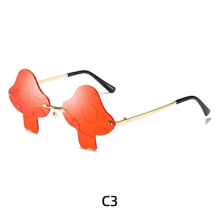 Lunettes de soleil sans monture en forme de champignon
