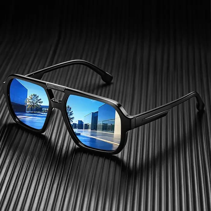 Lunettes de soleil polarisées aviateur homme femme 2026 rétro carrées double pont vintage UV400 cond