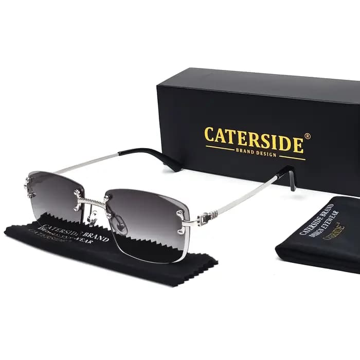 CATERSIDE Punk Rectangle lunettes de soleil hommes femmes luxe concepteur sans monture dégradé lentille métal