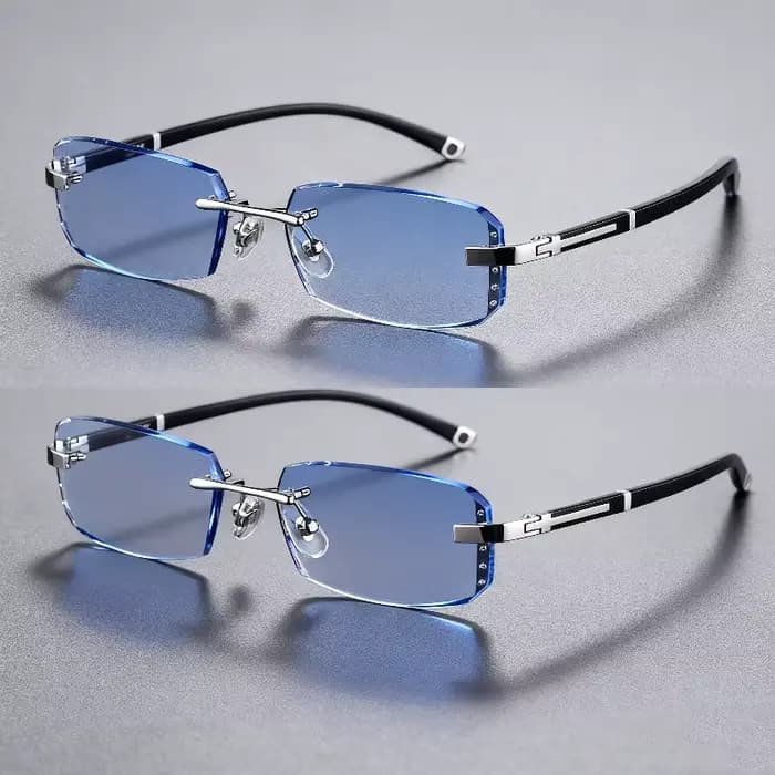 2 paires de lunettes plates élégantes sans monture pour hommes et femmes, avec bordure taillée en di