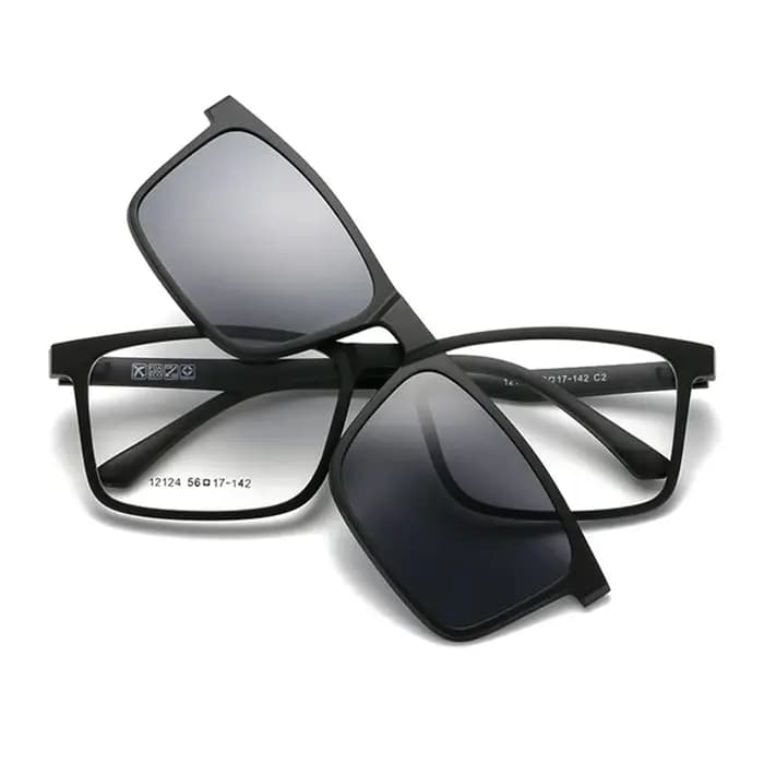 MOMOJA 2025 nouveau cadre de lunettes carrées TR90 confortable pince solaire magnétique lunettes décontracté hommes lunettes de Prescription 12124