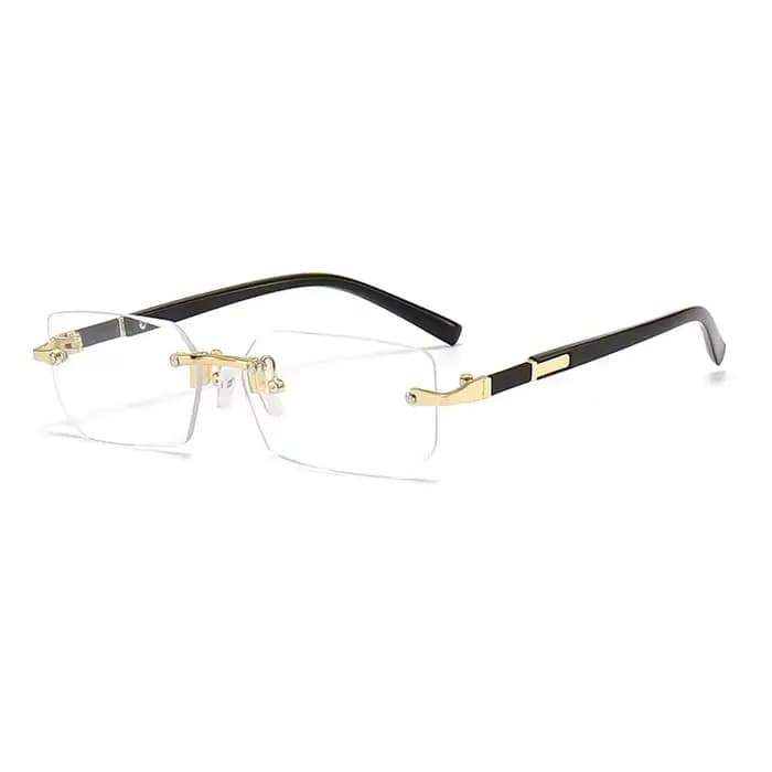 1 paire de lunettes Y2K neutres au design rétro noir sans monture, élégantes et de petite taille