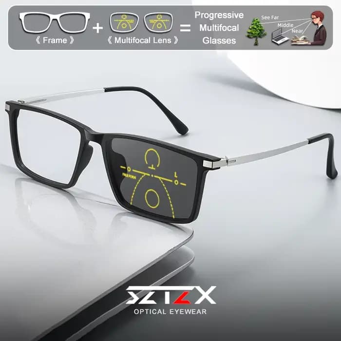 Lunettes de vue photochromiques légères à monture carrée SZTZX pour hommes