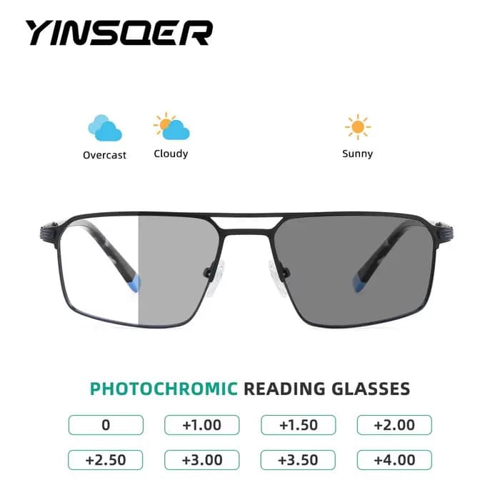 YINSQER Lunettes de lecture photochromiques pour hommes