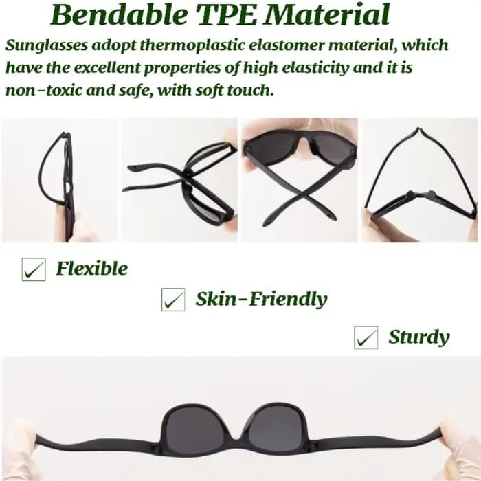 Lunettes de soleil polarisées flexibles et pliables pour nouveau-né de 0 à 24 mois
